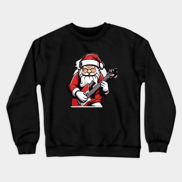 Santa Claus Music Guitar Crewneck Sweatshirt by Prime Quality Designs